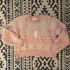 NWT: Simply Southern Pink and Cream Patterned Sweater
